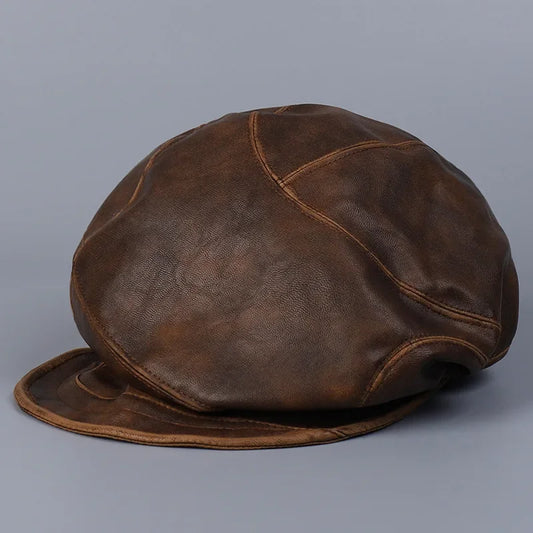 Women PU Leather Octagonal Newsboy Cap