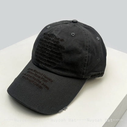 Korean Letter Embroidery Baseball Cap Unisex Retro Peaked Caps Fashionable Outdoor Simple Ins Design