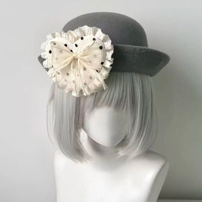 Y2K Original Lace Polka Dot Heart-Shaped Beret