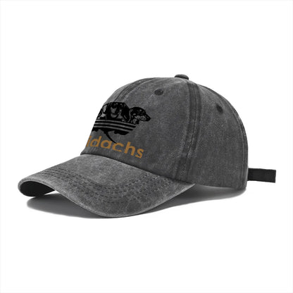 Vintage Washed Baseball Cap Unisex Distressed Snapback Hat Grey Dachshund Dog Graphic Embroidery Adjustable Dad Hat Streetwear