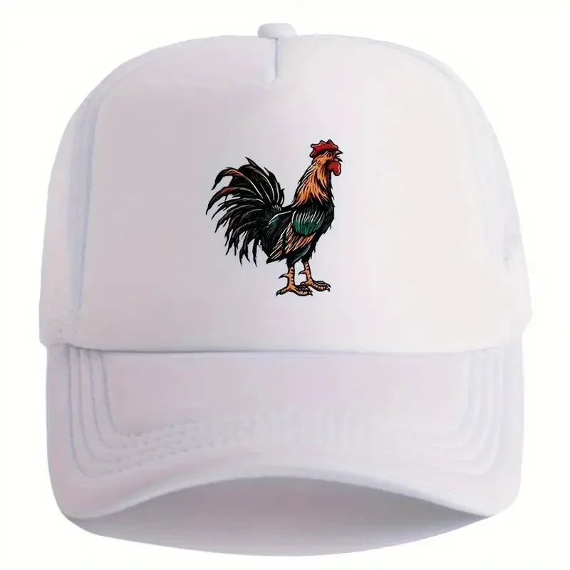 Vibrant Rooster Design Mesh Baseball Cap