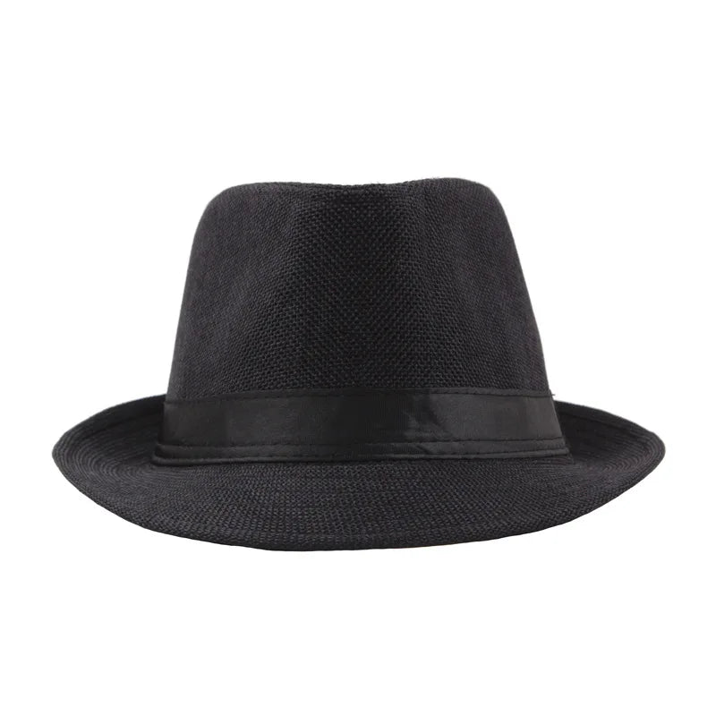 Trendy Wide Brim Men Straw Hat Women Summer Solid Color Fedoras Jazz Sun Cap