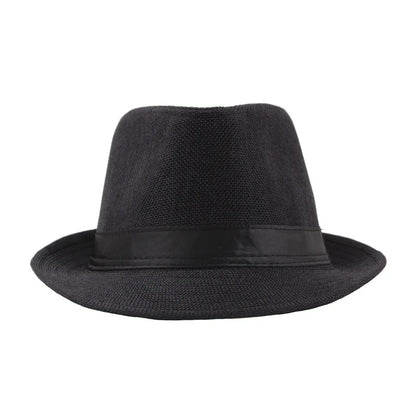 Trendy Wide Brim Men Straw Hat Women Summer Solid Color Fedoras Jazz Sun Cap