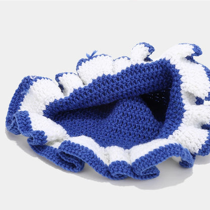 New Colorful Crochet Ruffle Brim Knit Bucket Hats