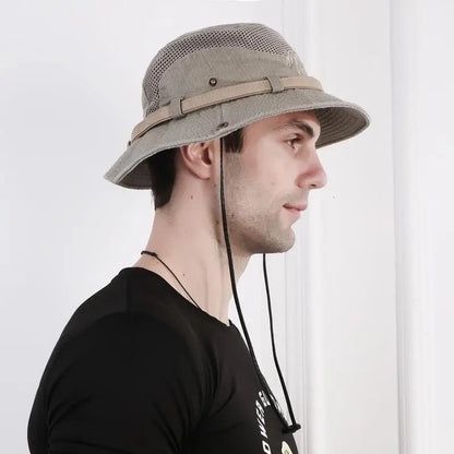 New Outdoor Bucket Hat Men Summer Breathable Panama Cap