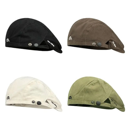 Casual Embroidered Cotton Beret Hat - Vintage Soft Reversible Newsboy Flat Cap