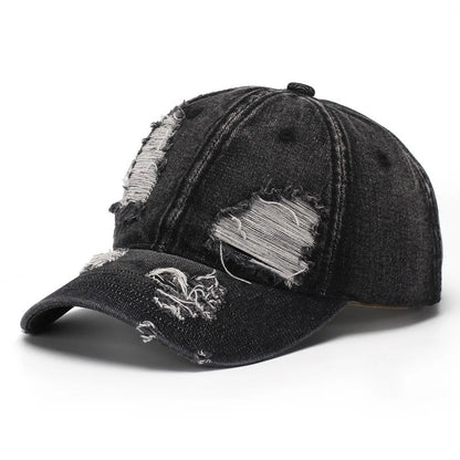 Vintage Ripped Washed Denim Baseball Cap