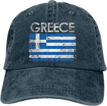 Greek Flag of Greece Denim Hats for Mens Womens Baseball Caps