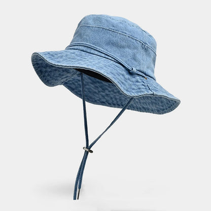 New Washed Denim Bucket Hat Women Outdoor Sun Hat