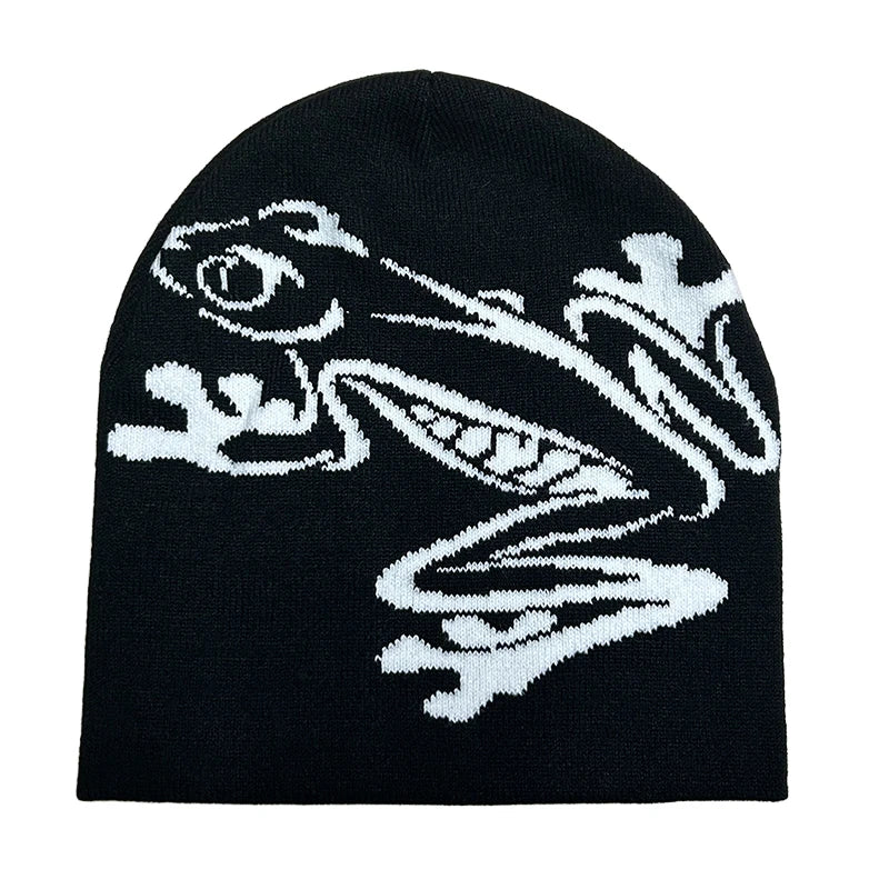 Tree Frog Print Beanie Men Women, Stretchy Knit Skull Cap