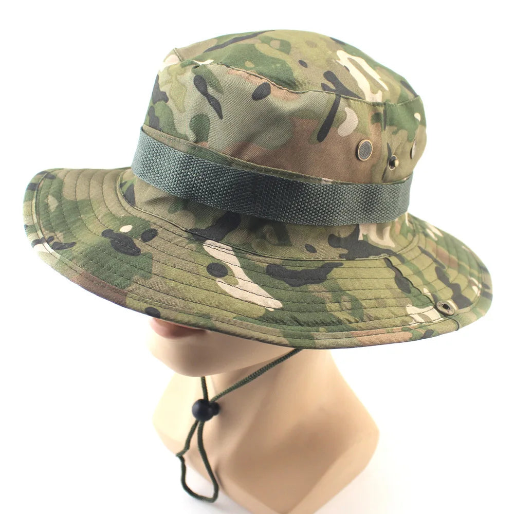 Camouflage Tactical Bucket Hat Summer Men Boonie Hat Outdoor