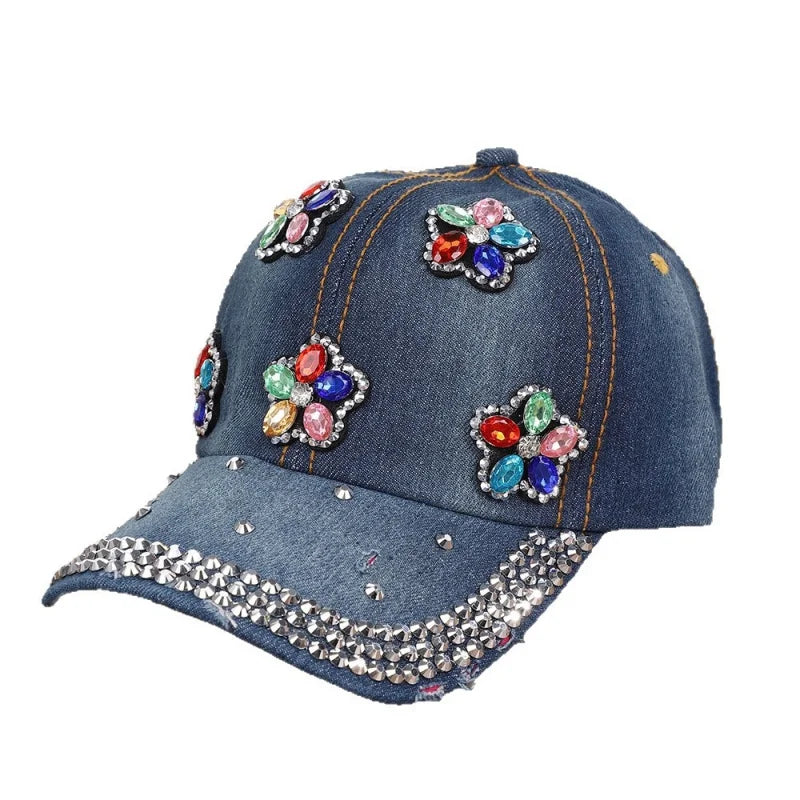 Colorful Flower Shining Baseball Cap Unique Stylish Cowboy Hat
