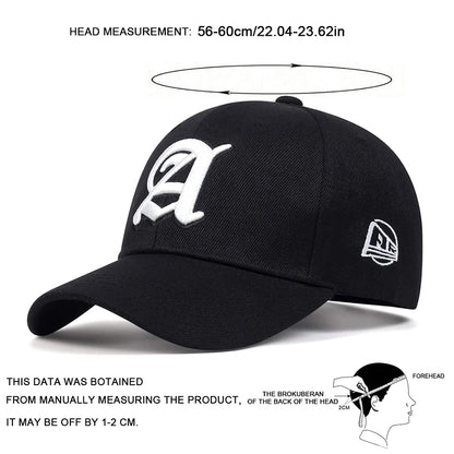 Unisex Letter A Embroidery Baseball Caps Adjustable Casual Hats Autumn Outdoor Sunscreen Hat