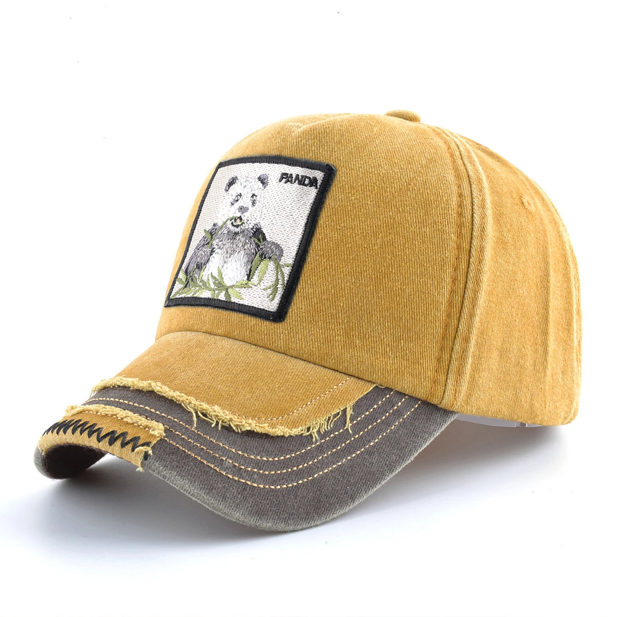 Vintage Denim Baseball Cap With Embroidery Animals