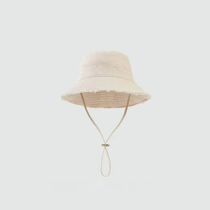Women Solid Color Sunshade Bucket Hat Soft Cotton