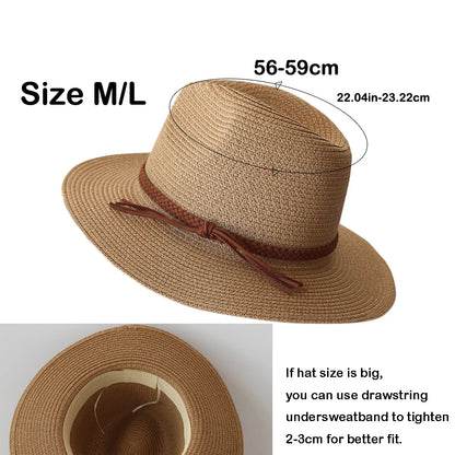 Women Men Wide Brim Straw Panama Hat