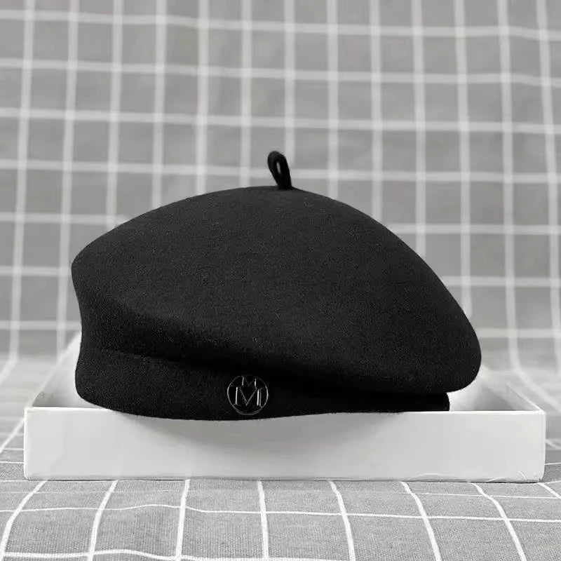 Classic Ladies Beret Hat Fancy Wool Felt Hat Warmer Winter Hat Cap