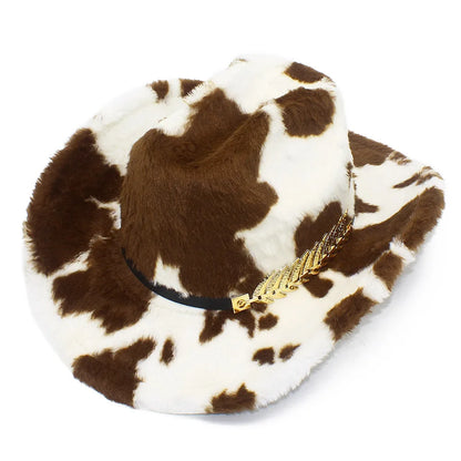 Fedora Hats Cow Print Western Cowboy Hat