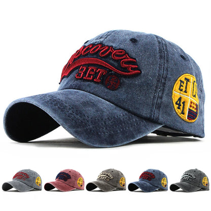 Unisex 3ET Letter Embroidery Wash Baseball Caps Spring and Autumn