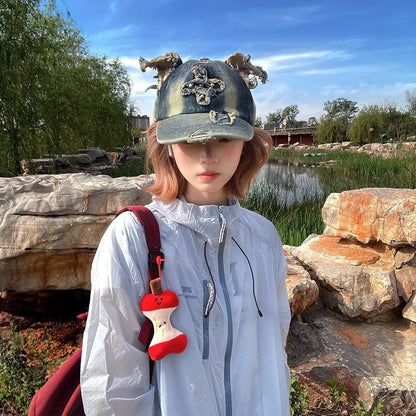 Y2k Wasteland Style Personalized Cowboy Perforated Baseball Cap