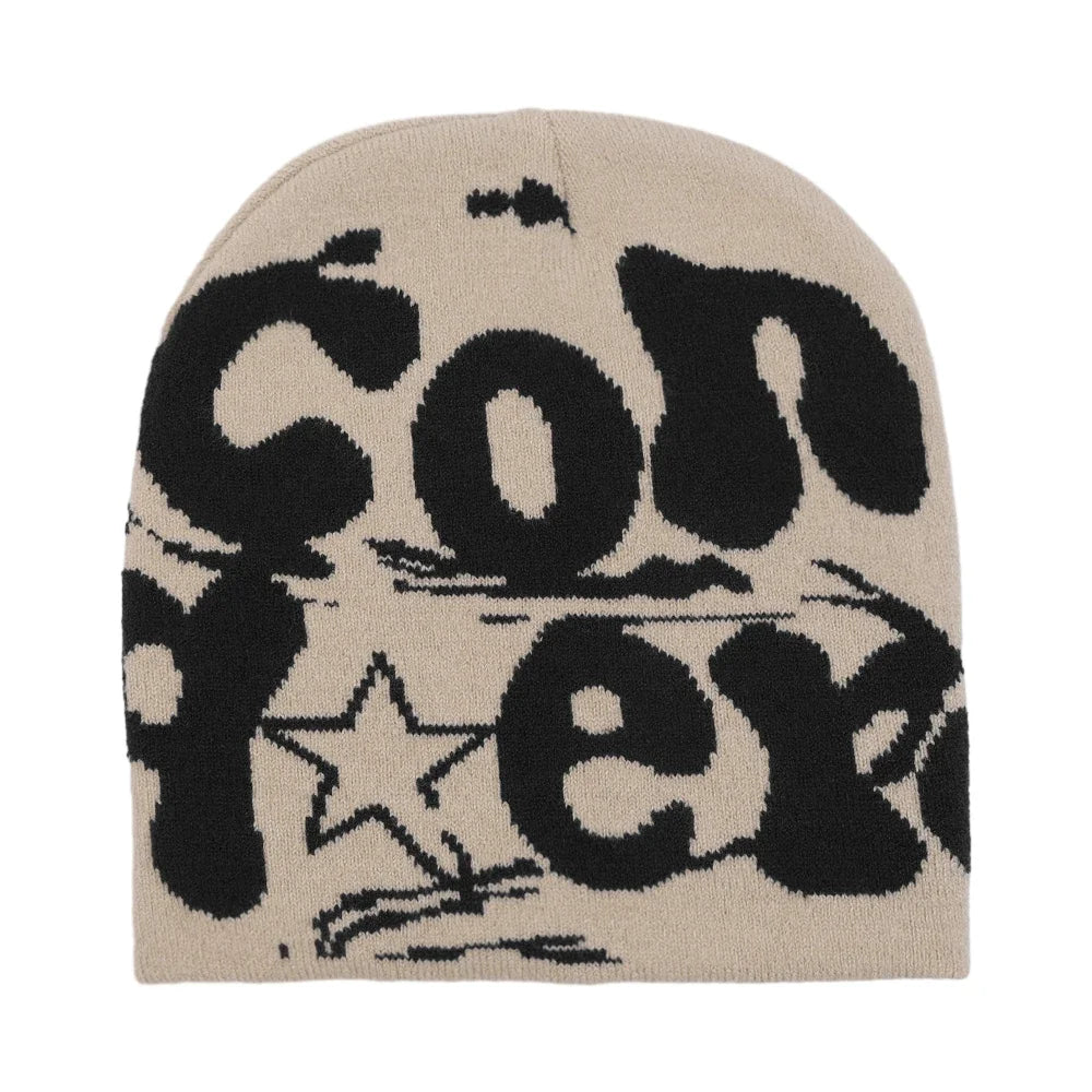 Knitting Beanie Hat For Women Y2K Punk Letter Hat