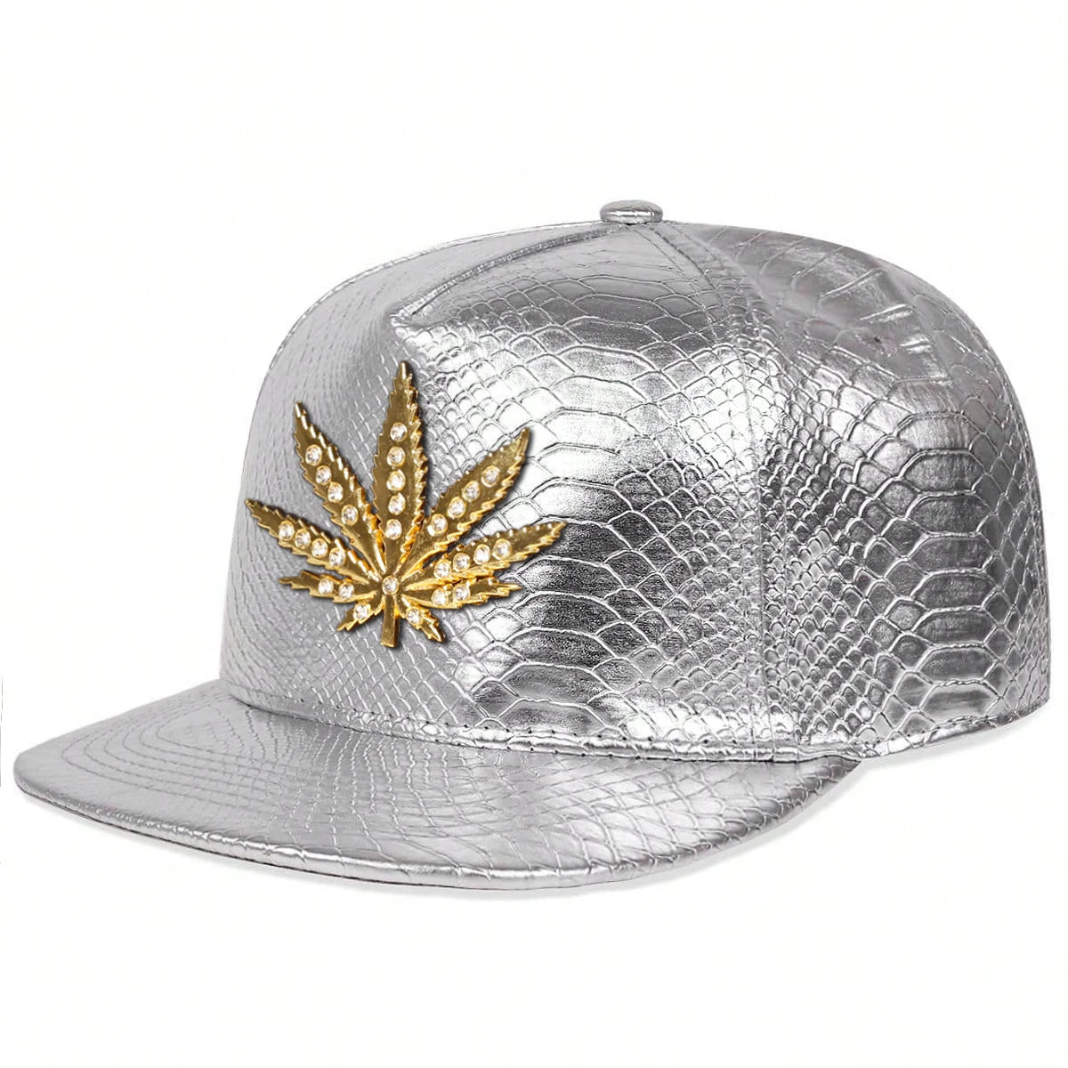 Unisex Maple Leaf Label With Drill Leather Hip Hop Hats