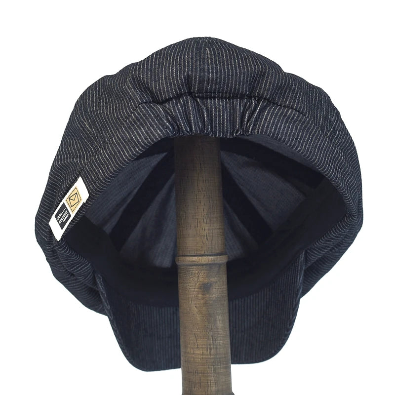 Stripe Newsboy Cap Peaky Casual Octagonal Hat