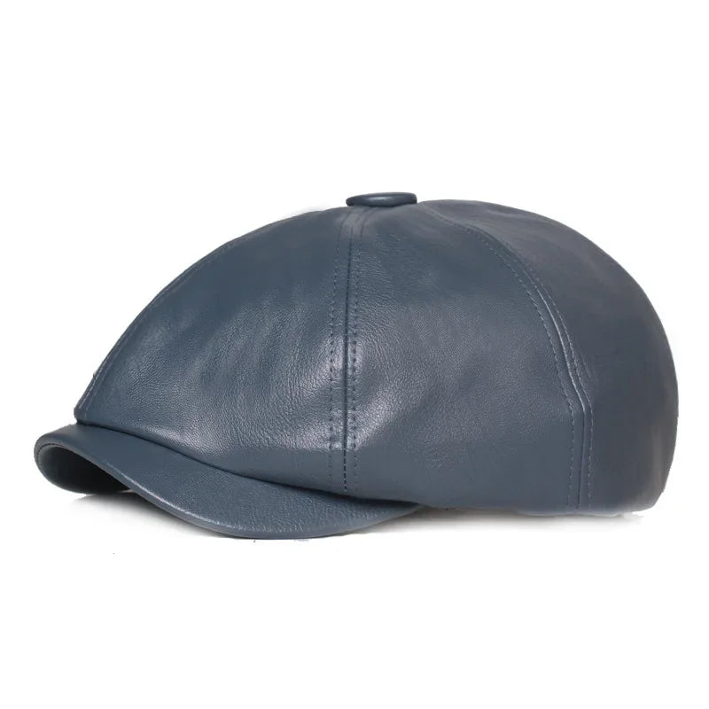 2025 Autumn And Winter Leather Solid Newsboy Caps