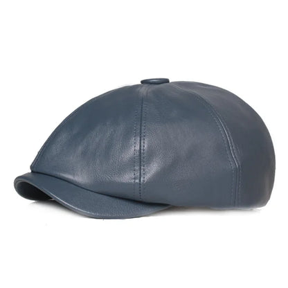 2025 Autumn And Winter Leather Solid Newsboy Caps