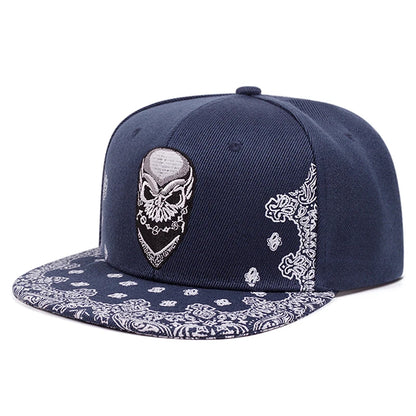 Fashion Snapback Hat Paisley Skeleton Embroidery HipHop Hat