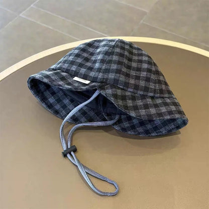 New Plaid Hat Adjustable Windproof Bucket Hat Fisherman Cap Summer Season