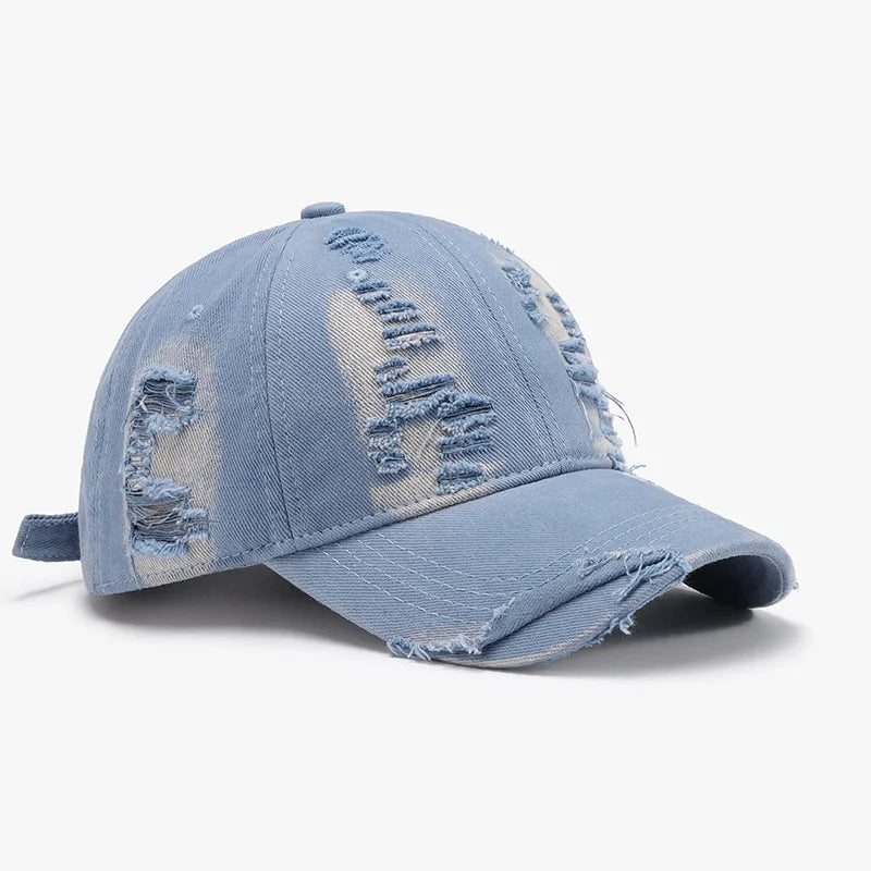 Ripped Soft-Top Panel Color-Block Personalized Washed Men's Baseball Cap
