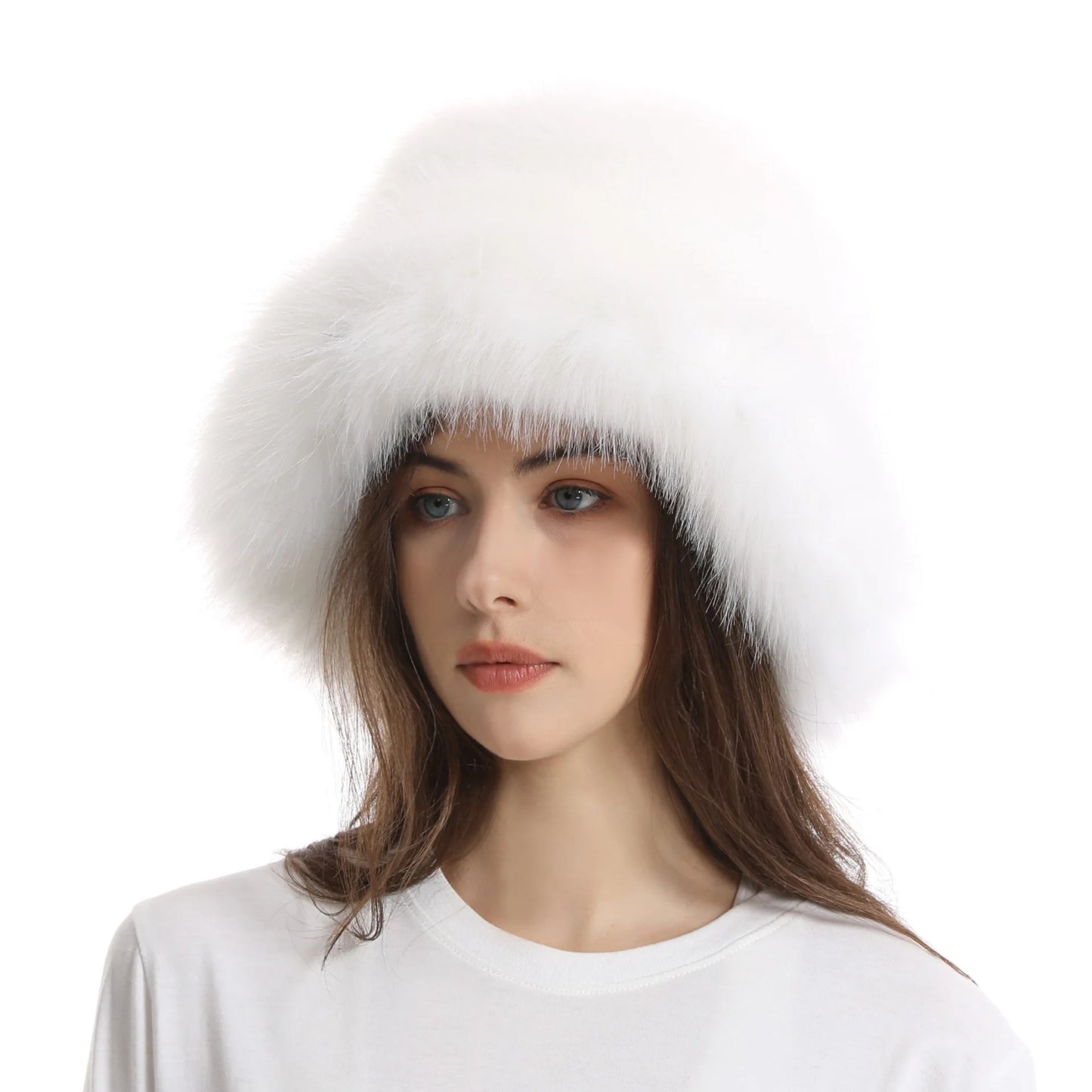 Hat Woman Winter Faux Fur Fisherman Hat Woman