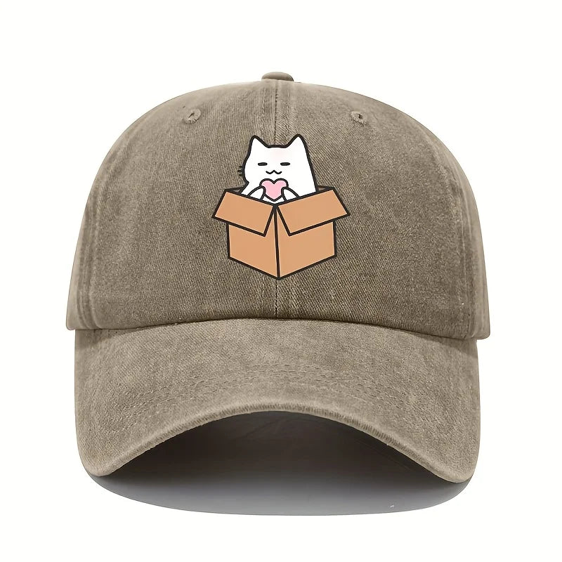 Cute Cat Printed Pattern Baseball Hat Cute Style Men's and Women's