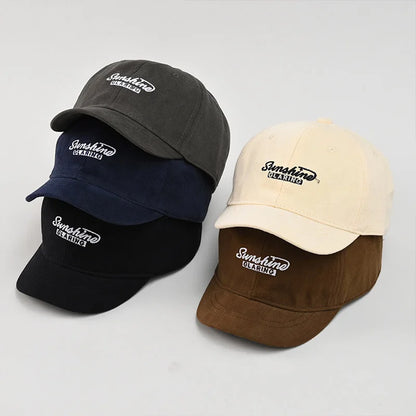 Japanese Short Brim Cotton Baseball Hat Women Men Embroidery Letters Street Niche Peaked Sports Sun Cap