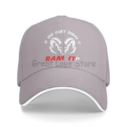 If You Can`T Dodge It Ram It Print Sandwich Baseball Cap Summer
