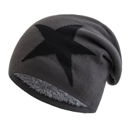 New Unisex Slouchy Winter Hats Five Star Pattern Warm Hats