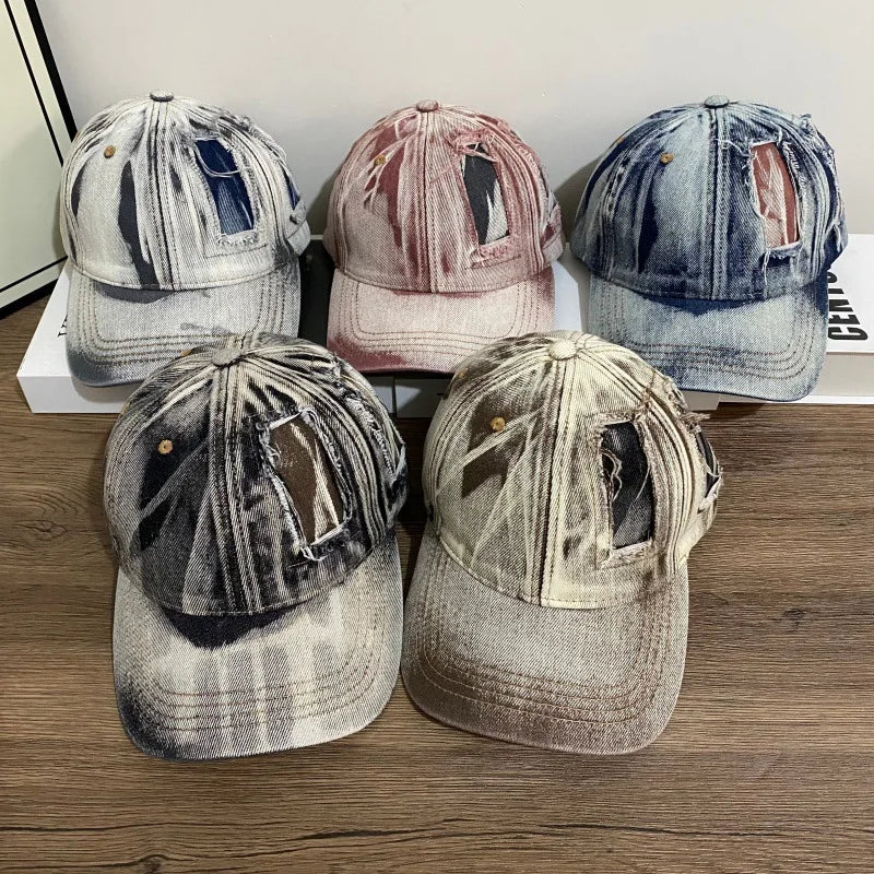 Men's Vintage Distressed Denim Baseball Cap