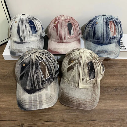 Men's Vintage Distressed Denim Baseball Cap