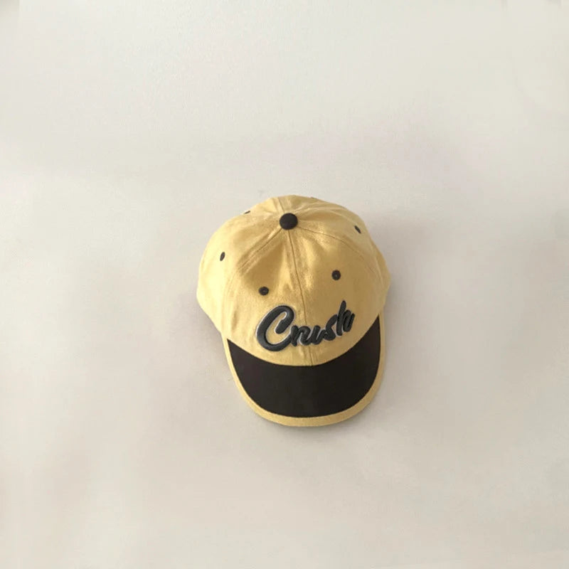 Retro Patchwork Baby Baseball Cap Letter Embroidered Peaked Cap