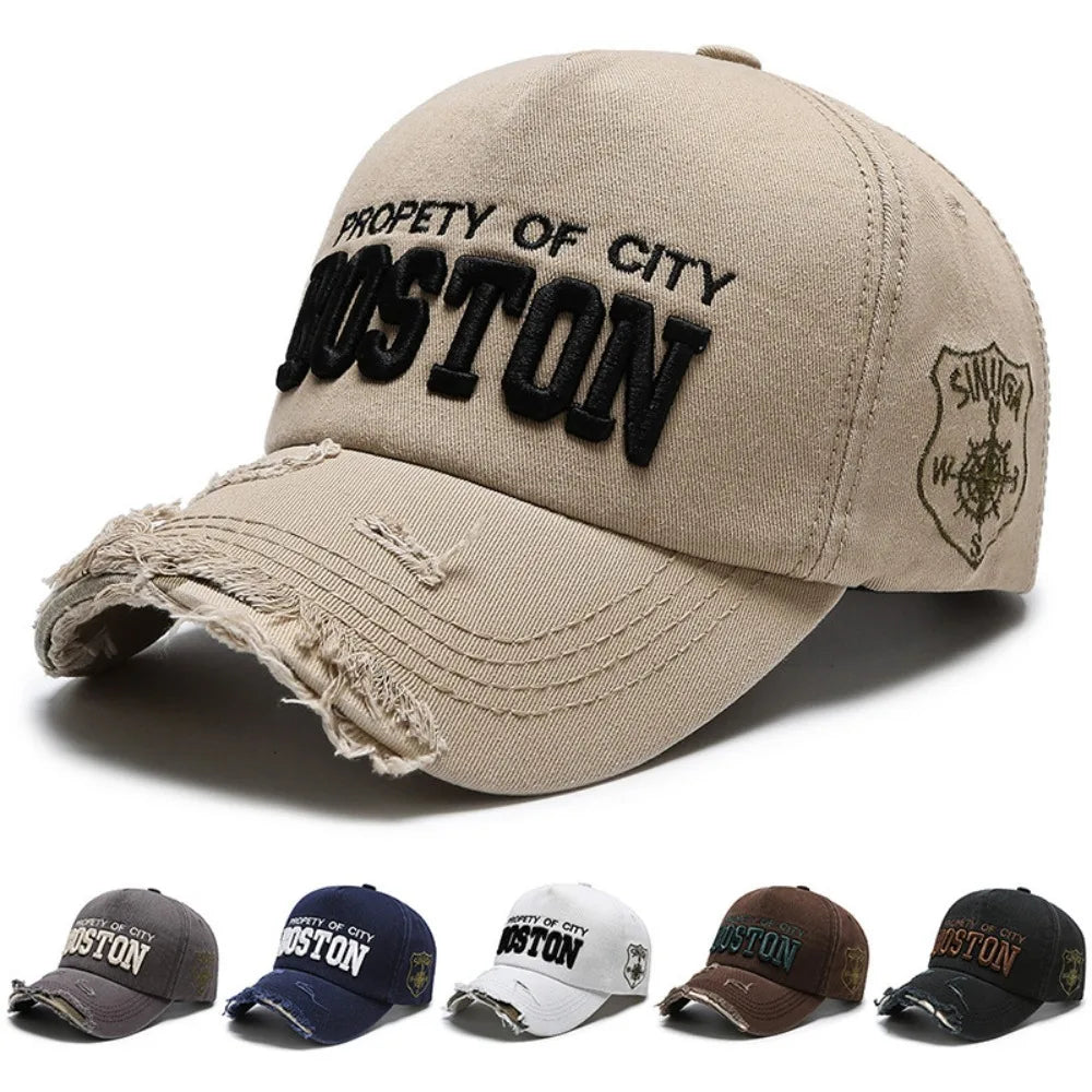 Trendy Worn Cowboy Baseball Cap Embroidery Trucker Cap Outdoor