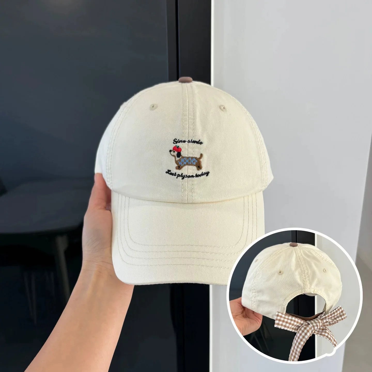 Women Cartoon Embroidered Letters Sausage Dog Baseball Hats