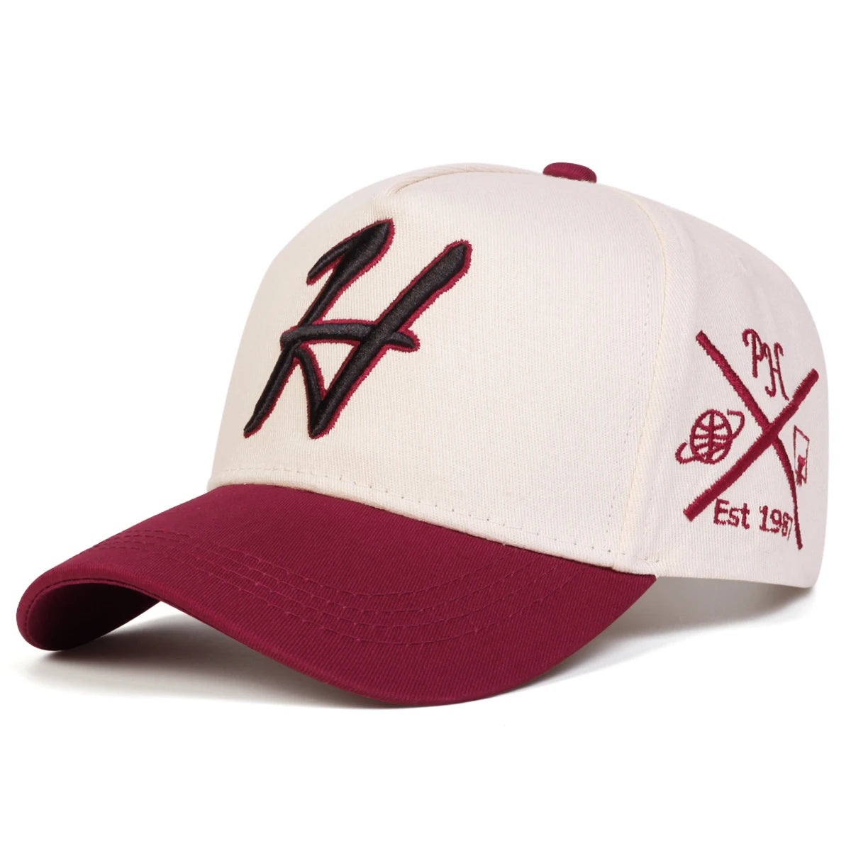 Unisex H Letter Embroidered Baseball Caps Spring Autumn