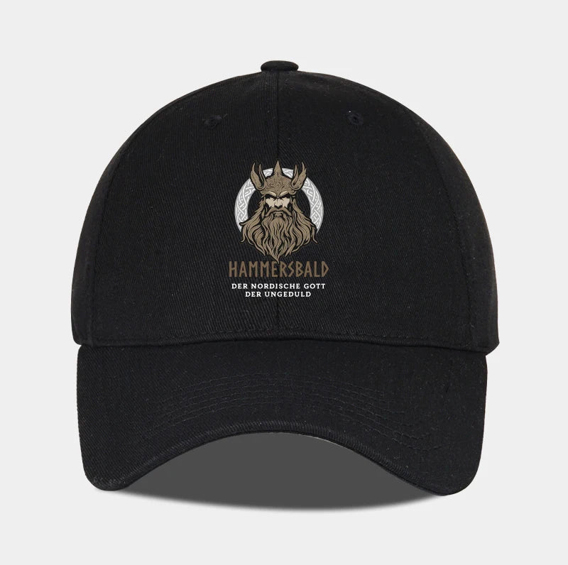 Hammers Bald Printed Baseball Cap Soft Comfortable Lightweight Breathable Adjustable Retro Viking Style