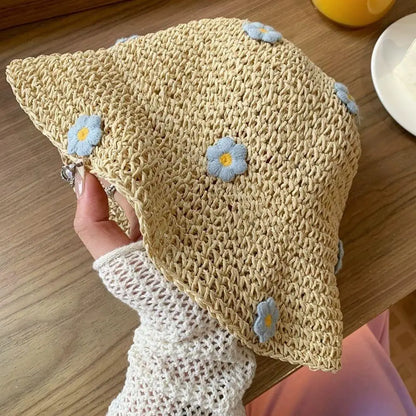 Women's Flower Design Straw Fisherman Hat