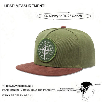 Fashion New NSWE Compass Flat Edge Hat Men Retro Street Hip Hop Hat Women Decorative Color Blocked Hat