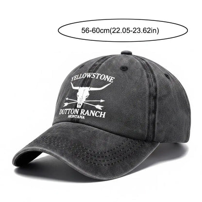 Vintage Washed Cotton Bull Skull Baseball Caps
