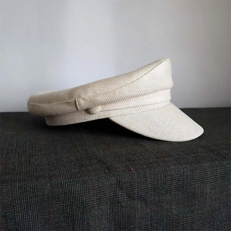 Summer Preppy Style Linen Navy Cap For Men Women Outdoor