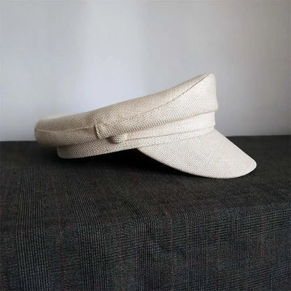Summer Preppy Style Linen Navy Cap For Men Women Outdoor