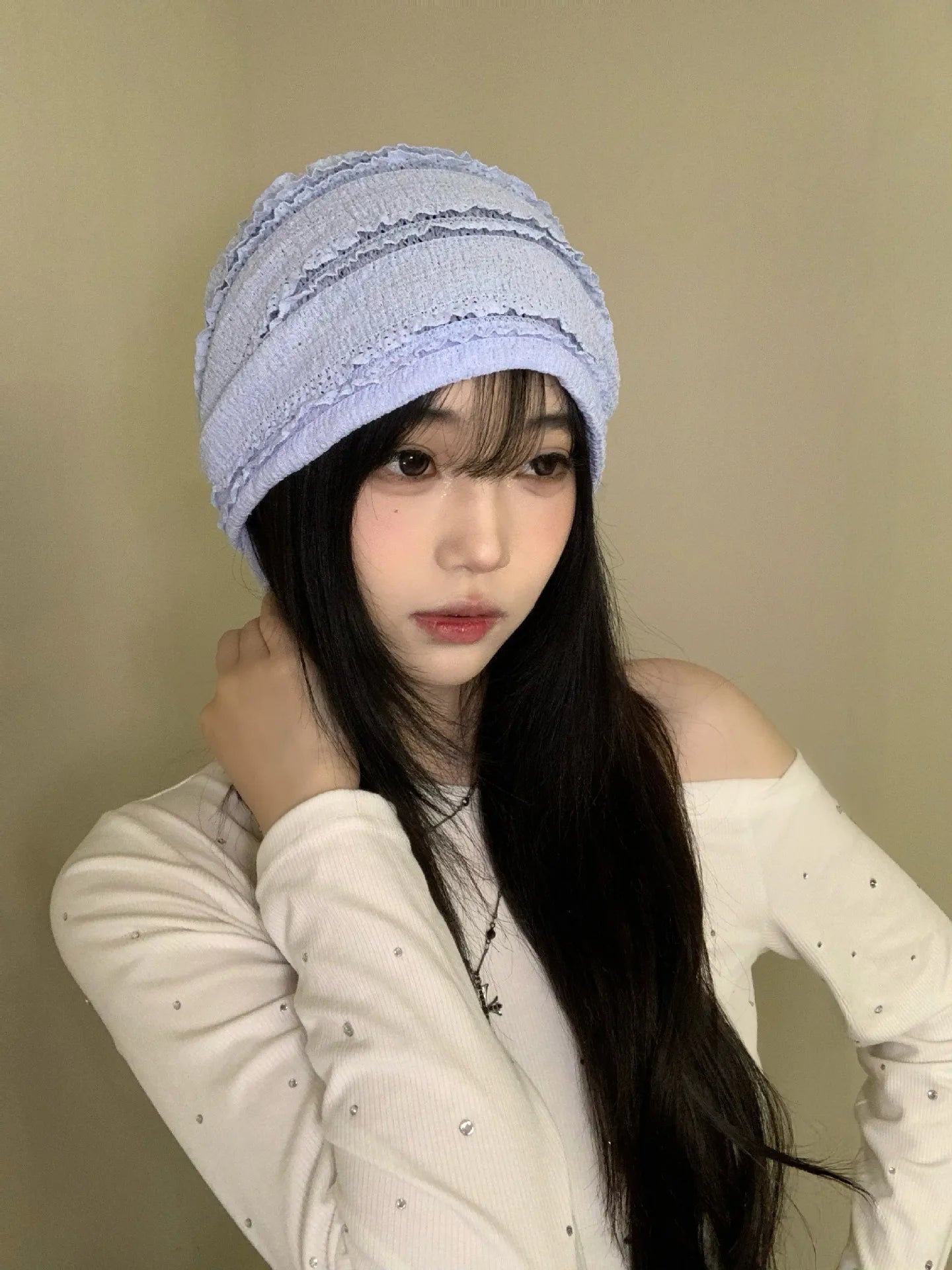 Women's Retro Checked Distressed Beanie Soft, Durable, Breathable
